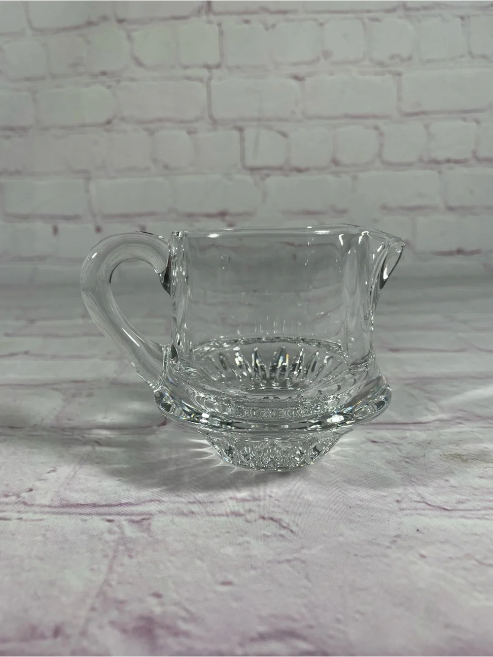 Vintage Gorham Crystal Lyric Clear Glass Creamer Faceted Bottom 3”